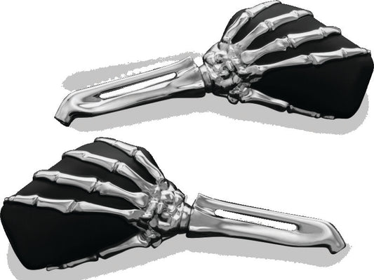 Kuryakyn Skeleton Hand Mirrors Chrome/Black - Racecraft Industries