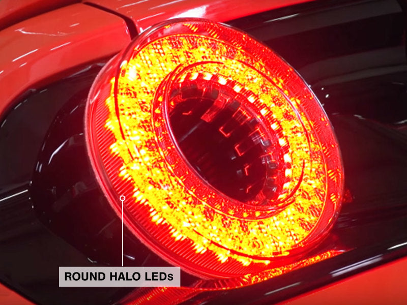Raxiom 15-22 Ford Mustang Halo LED Tail Lights - Gloss Black Housing (Smoked Lens) - Racecraft Industries