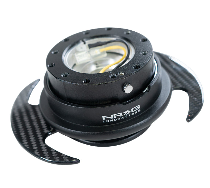 NRG Quick Release Kit Gen 3.0 - Black Body / Black Ring w/ Carbon Fiber Handles - Racecraft Industries