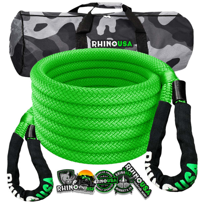 Rhino USA Kinetic Energy Recovery Rope (1In X 30Ft) Green - Racecraft Industries