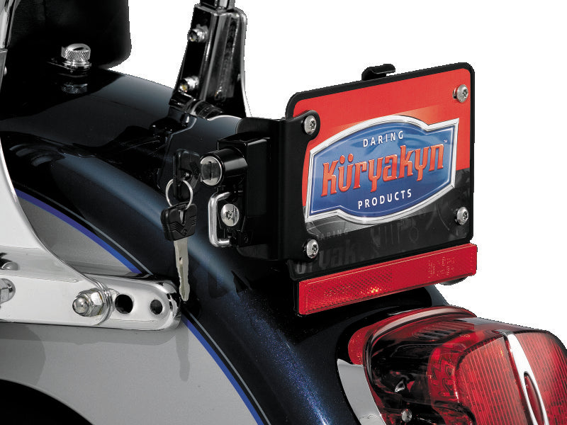 Kuryakyn License Plate Helmet Lock With Mount Black - Racecraft Industries