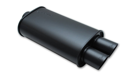 Vibrant StreetPower FLAT BLACK Oval Muffler with Dual 3in Outlets - 2.5in inlet I.D. - Racecraft Industries
