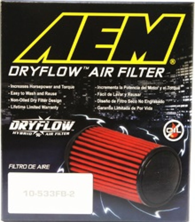 AEM 5.5in Base OD x 4.75in Top OD x 5in Height Conical Dryflow Air Filter - Racecraft Industries