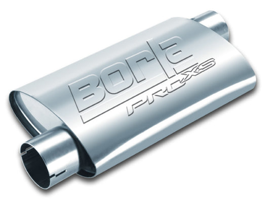Borla Universal Pro-XS Muffler Oval 3in Inlet/Outlet Offset/Offset Notched Muffler - Racecraft Industries