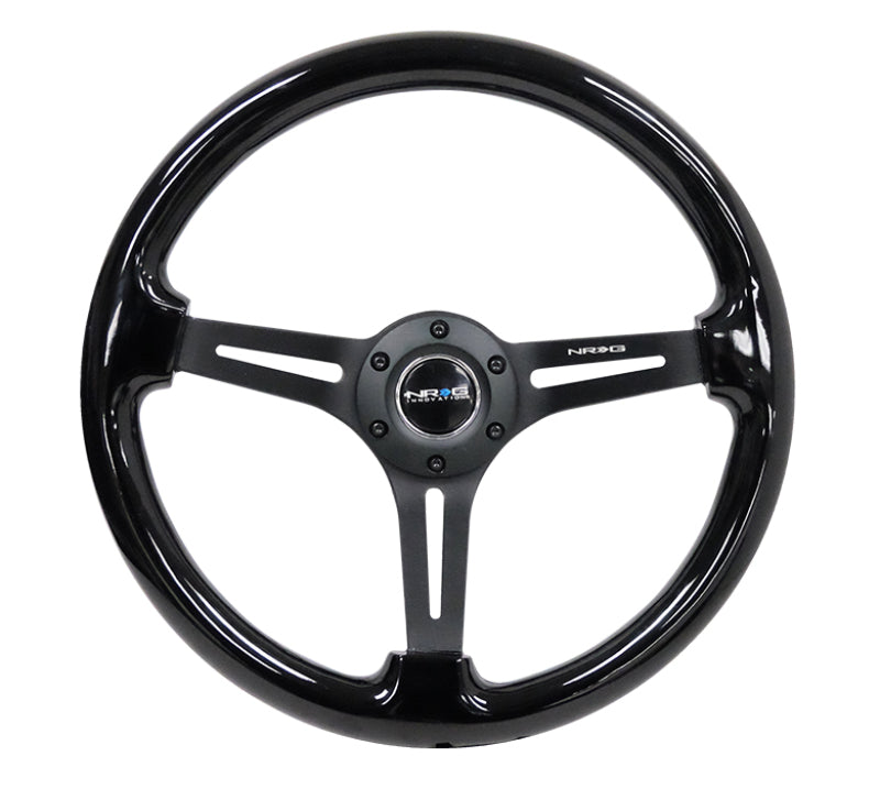 NRG Reinforced Steering Wheel (350mm / 3in. Deep) Blk Wood w/Blk Matte Spoke/Black Center Mark - Racecraft Industries