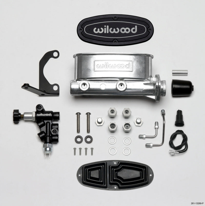 Wilwood HV Tandem M/C Kit w L/H Bracket & Prop Valve - 1in Bore Ball Burnished - Racecraft Industries