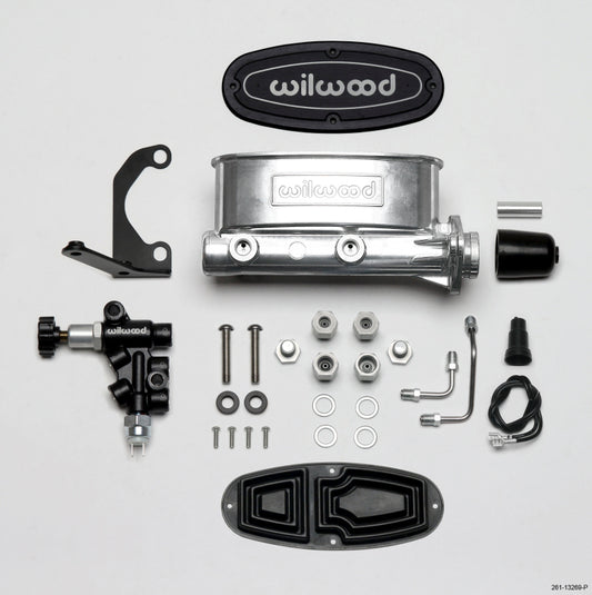 Wilwood HV Tandem M/C Kit w L/H Bracket & Prop Valve - 1in Bore Ball Burnished - Racecraft Industries