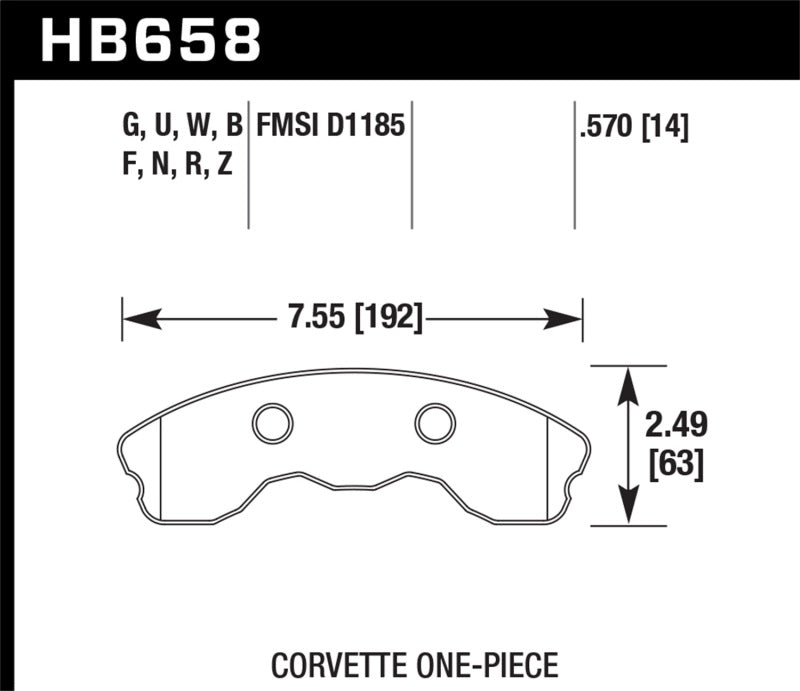 Hawk 06-10 Chevy Corvette (Improved Pad Design) Front HP+ Sreet Brake Pads - Racecraft Industries
