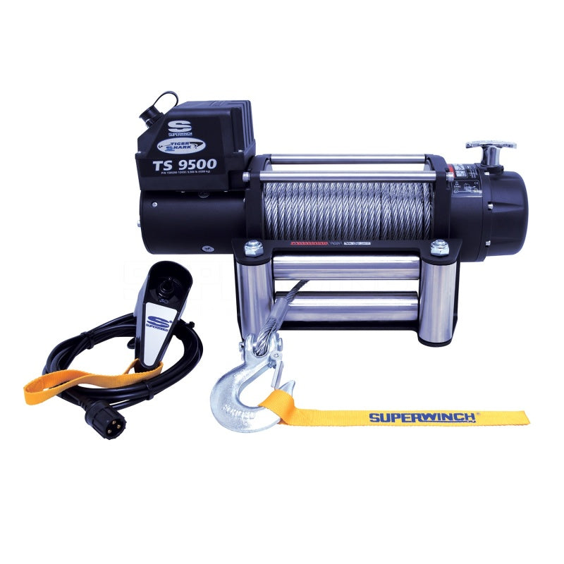 Superwinch 9500 LBS 12V DC 11/32in x 95ft Steel Rope Tiger Shark 9500 Winch - Racecraft Industries