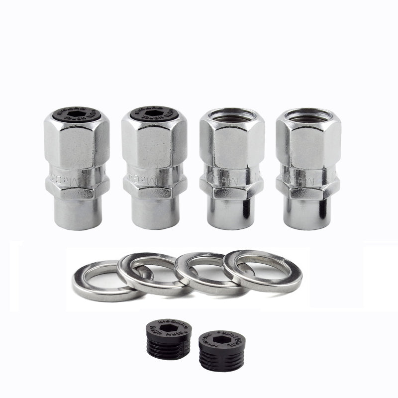 McGard Hex Lug Nut (Drag Racing Short Shank) 1/2-20 / 13/16 Hex / 1.6in. Length (4-Pack) - Chrome - Racecraft Industries