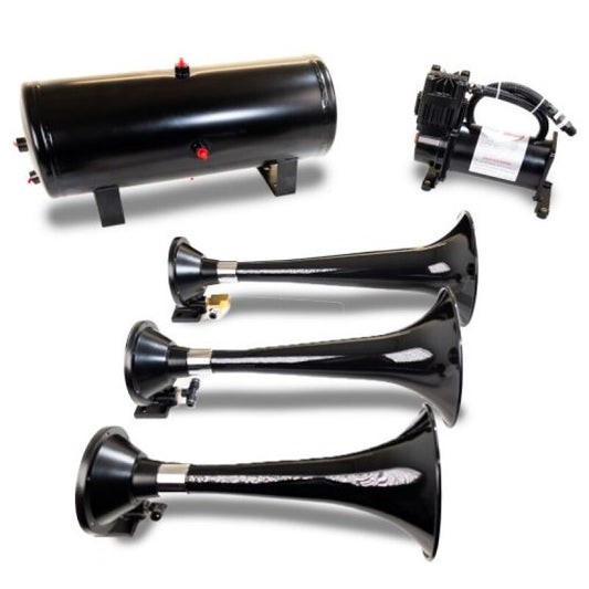 Kleinn Triple Black Horn Kit w/150 PSI Waterproof 3.0 gal Air Tank - Racecraft Industries