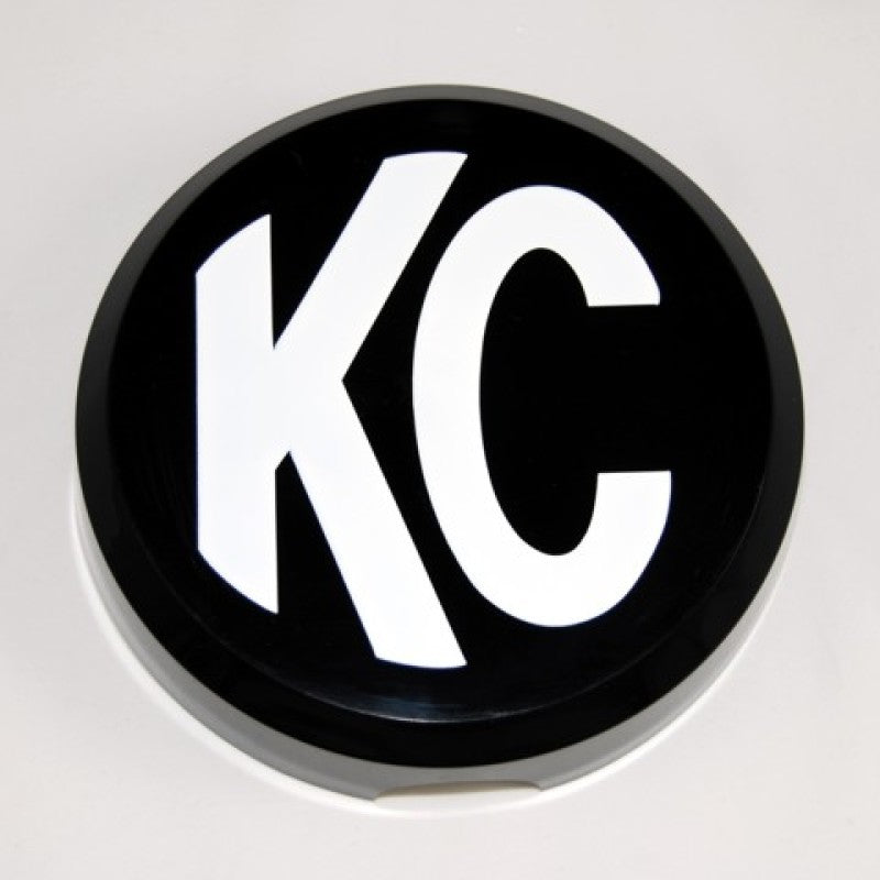 KC HiLiTES 6in. Round Hard Cover for Daylighter/SlimLite/Pro-Sport (Single) - Black w/White KC Logo - Racecraft Industries