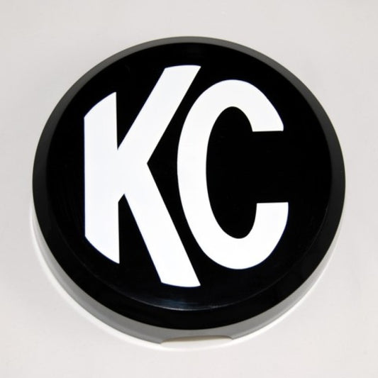 KC HiLiTES 6in. Round Hard Cover for Daylighter/SlimLite/Pro-Sport (Single) - Black w/White KC Logo - Racecraft Industries