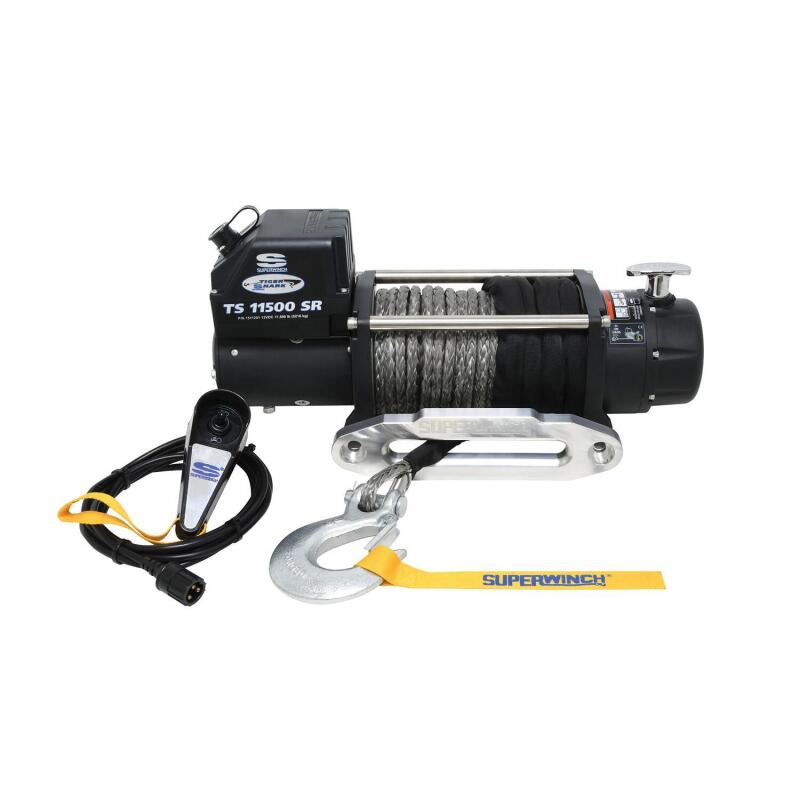 Superwinch 11500 LBS 12V DC 3/8in x 80ft Synthetic Rope Tiger Shark 11500 Winch - Racecraft Industries