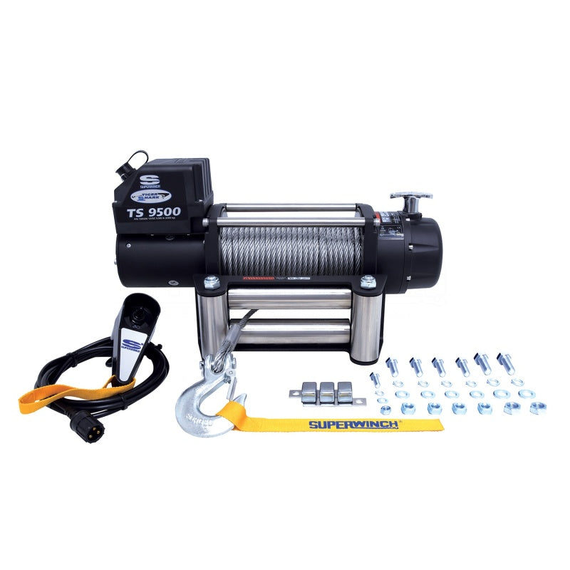 Superwinch 9500 LBS 12V DC 11/32in x 95ft Steel Rope Tiger Shark 9500 Winch - Racecraft Industries
