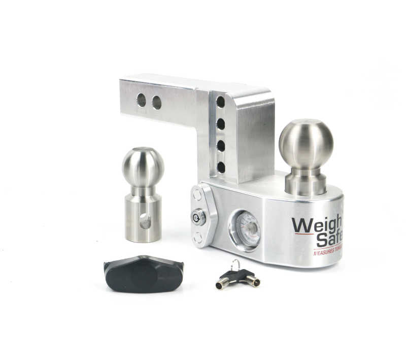 Weigh Safe 4in Drop Hitch w/Built-In Scale & 2in Shank (10K/12.5K GTWR) - Aluminum - Racecraft Industries