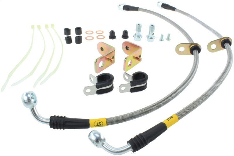 StopTech 11-14 Ford Mustang GT 5.0L V8 Stainless Steel Front Brake Lines - Racecraft Industries