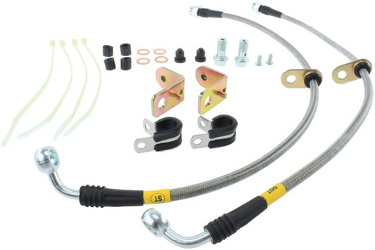 StopTech 11-14 Ford Mustang GT 5.0L V8 Stainless Steel Front Brake Lines - Racecraft Industries