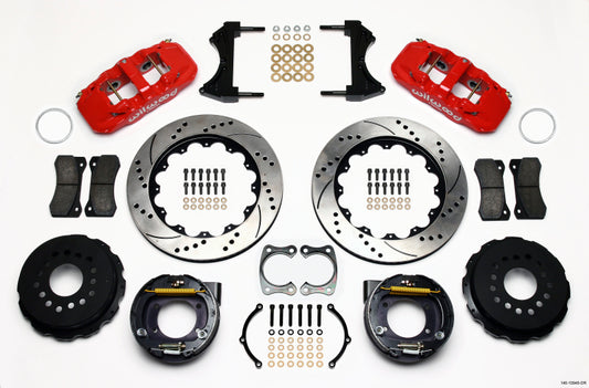 Wilwood AERO4 Rear P-Brake Kit 14.00in Drill Red Big Ford New Style 2.50in Offset - Racecraft Industries