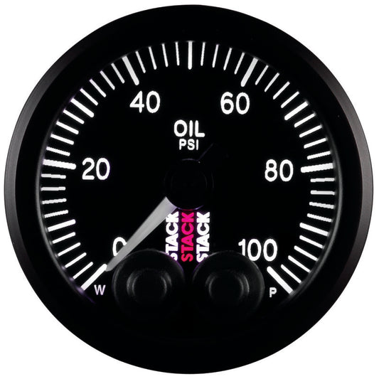 Autometer Stack Instruments Pro Control 52mm 0-100 PSI Oil Pressure Gauge - Black (1/8in NPTF Male) - Racecraft Industries