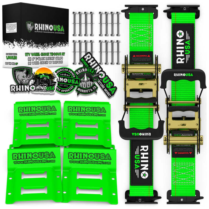 Rhino USA Utv Wheel Chock Tie-Down Kit (2-Wheel Kit) (Green) - Racecraft Industries