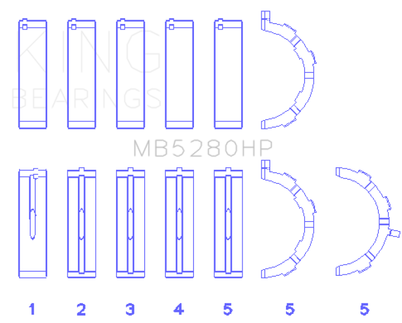 King Ford Prod. V8 4.6L/5.4L Will Not Fit 13-14 GT500 (Size STD) Performance Main Bearing Set - Racecraft Industries
