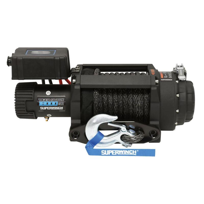 Superwinch 18000 LBS 12V DC 33/64in x 79 ft Synthetic Rope Tiger Shark 18000SR Winch - Racecraft Industries