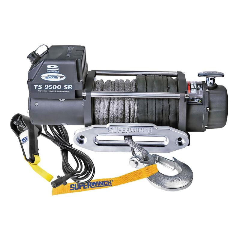Superwinch 9500 LBS 12V DC 3/8in x 80ft Synthetic Rope Tiger Shark 9500 Winch - Racecraft Industries