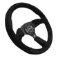 NRG Reinforced Steering Wheel (350mm / 2.5in. Deep) Blk Suede Comfort Grip w/5mm Matte Blk Spokes - Racecraft Industries