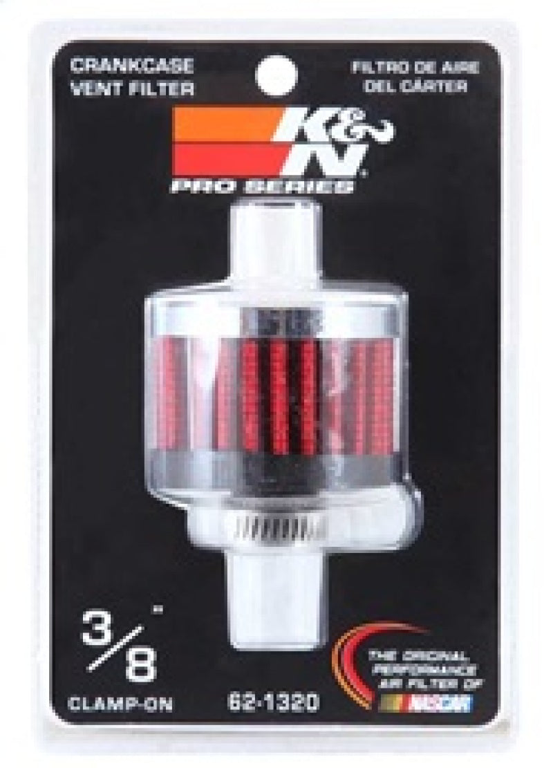 K&N Clamp On Rubber Base Crankcase Vent Filter 0.375in Flange ID x 2in OD x 1.5in Height - Racecraft Industries