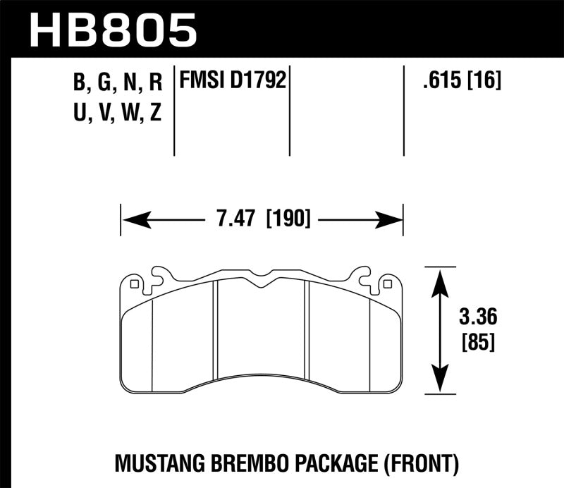 Hawk 15-17 Ford Mustang Brembo Package HP Plus Front Brake Pads - Racecraft Industries