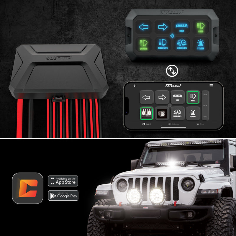 XK Glow XKcommand Bluetooth Switch Panel for Lights 12V Accessory Offroad - Racecraft Industries