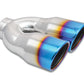 Vibrant 2.5in ID Dual 3.5in OD Round SS Tips (Single Wall Angle Cut) w/Burnt Blue Finish - Racecraft Industries