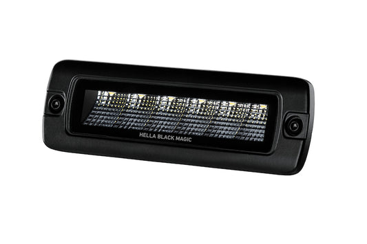 Hella Universal Black Magic 6 L.E.D. Flush Mount Mini Light Bar - Flood Beam - Racecraft Industries