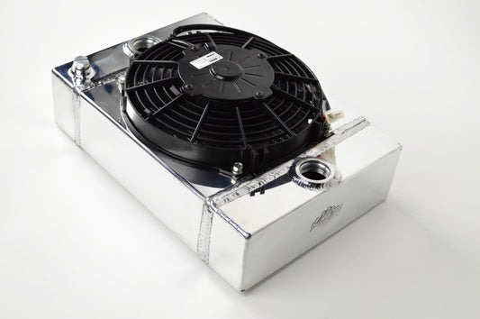 CSF Universal Drag Race / Tuck Radiator w/9in Spal Fan - 10.5in H x 10in L x 3.6in W - Racecraft Industries