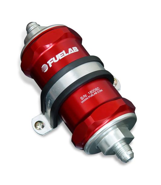 Fuelab 818 In-Line Fuel Filter Standard -6AN In/Out 10 Micron Fabric - Red - Racecraft Industries