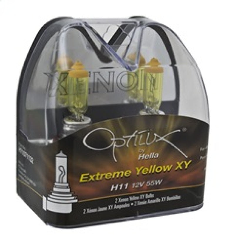 Hella Optilux H11 55W XY Extreme Yellow Bulbs (Pair) - Racecraft Industries