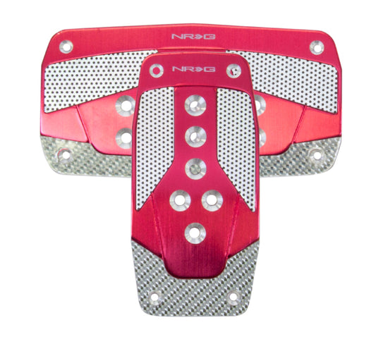 NRG Aluminum Sport Pedal A/T - Red w/Silver Carbon - Racecraft Industries
