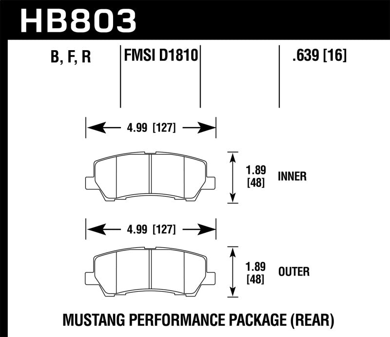Hawk 16-17 Ford Mustang Brembo Package HPS Rear Brake Pads - Racecraft Industries