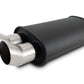 Vibrant Flat Blk Muffler 9x5x15in Body 3in Inlet ID 3in Tip OD w/Dual DTM Cut Tips - Racecraft Industries