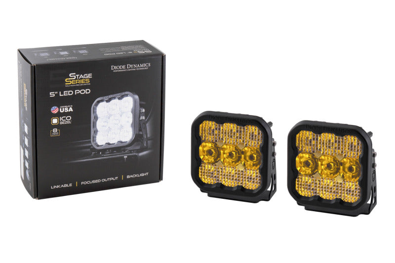 Diode Dynamics SS5 LED Pod Sport - Yellow Combo (Pair) - Racecraft Industries