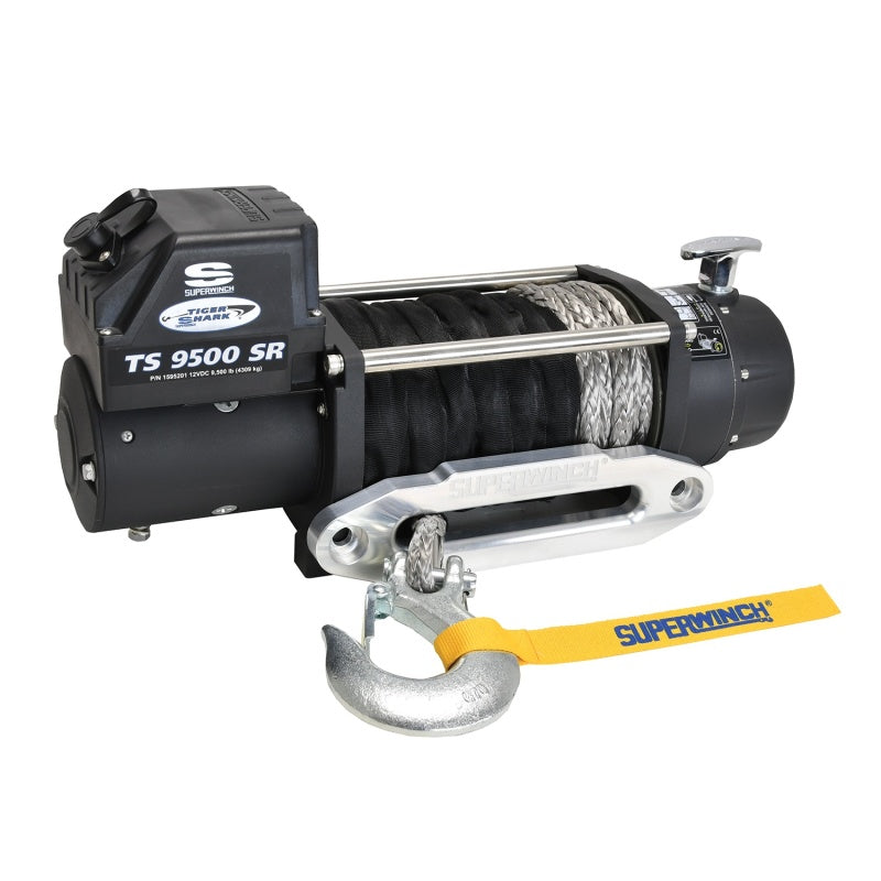 Superwinch 9500 LBS 12V DC 3/8in x 80ft Synthetic Rope Tiger Shark 9500 Winch - Racecraft Industries