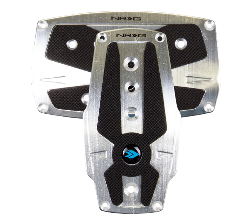 NRG Brushed Aluminum Sport Pedal A/T - Silver w/Black Rubber Inserts - Racecraft Industries