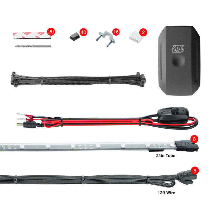 XK Glow Slim Tube Million Color XCHROME Smartphone App Controlled Undercar Kit 8x24In - Racecraft Industries