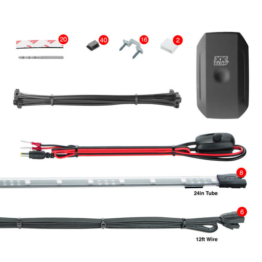 XK Glow Slim Tube Million Color XCHROME Smartphone App Controlled Undercar Kit 8x24In - Racecraft Industries