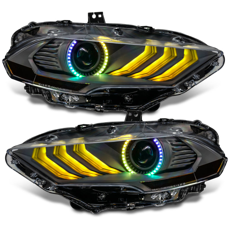 Oracle Lighting 18-23 Ford Mustang Dynamic ColorSHIFT LED Headlights - Black Series SEE WARRANTY - Racecraft Industries
