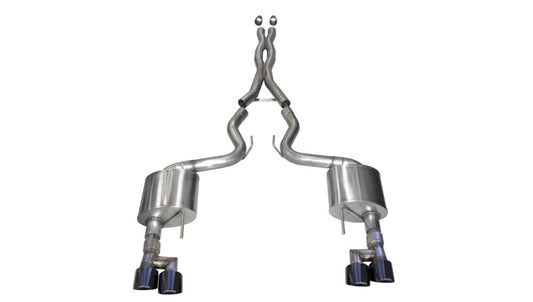 Corsa 18-23 Ford Mustang 5.0L V8 3in Sport Cat-Back Dual Rear Exit w/ 4in Black PVD Pro-Series Tips - Racecraft Industries