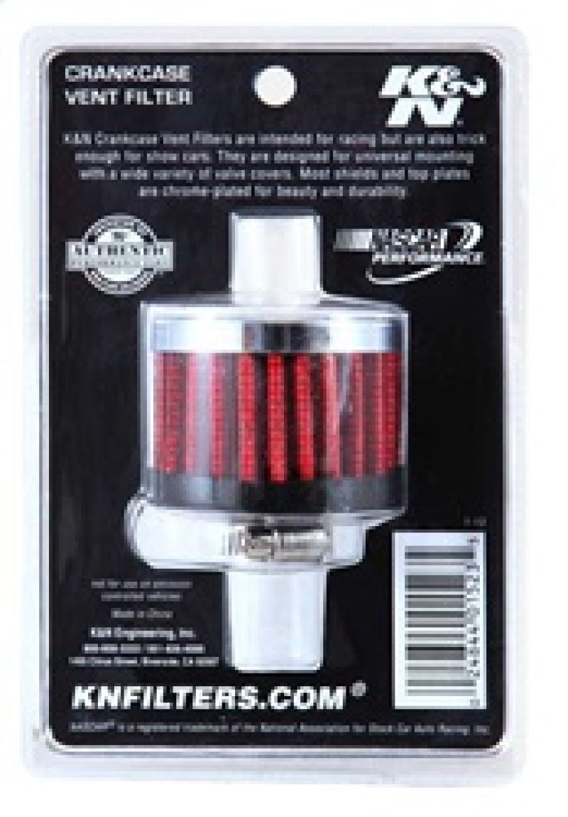 K&N Clamp On Rubber Base Crankcase Vent Filter 0.375in Flange ID x 2in OD x 1.5in Height - Racecraft Industries