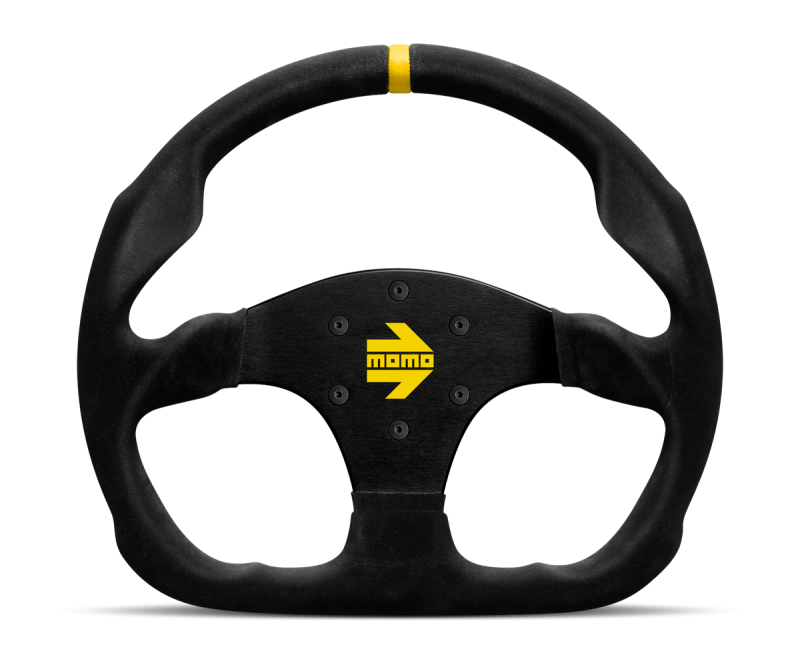 Momo MOD30 Steering Wheel 320 mm - Black Suede/Black Spokes/1 Stripe - Racecraft Industries