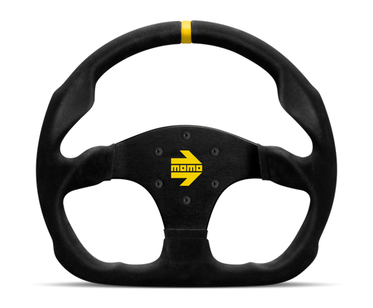 Momo MOD30 Steering Wheel 320 mm - Black Suede/Black Spokes/1 Stripe - Racecraft Industries